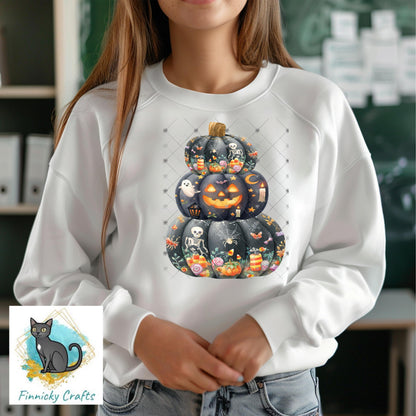 Stacked Black Pumpkins png - Sublimation Designs, Digital Designs, Wall Hanger, Earrings, Badge Reels, Night Lights, DTF