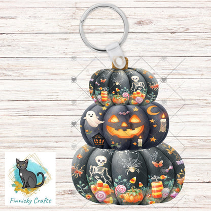Stacked Black Pumpkins png - Sublimation Designs, Digital Designs, Wall Hanger, Earrings, Badge Reels, Night Lights, DTF