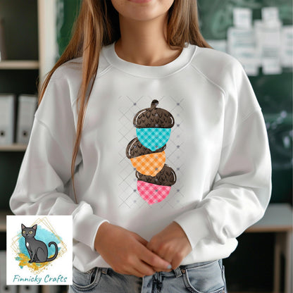 Fall Acorn Trio PNG Design, Sublimation, (Digital Download)