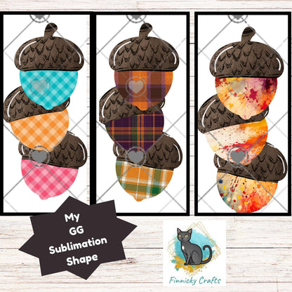 Fall Acorn Trio PNG Design, Sublimation, (Digital Download)