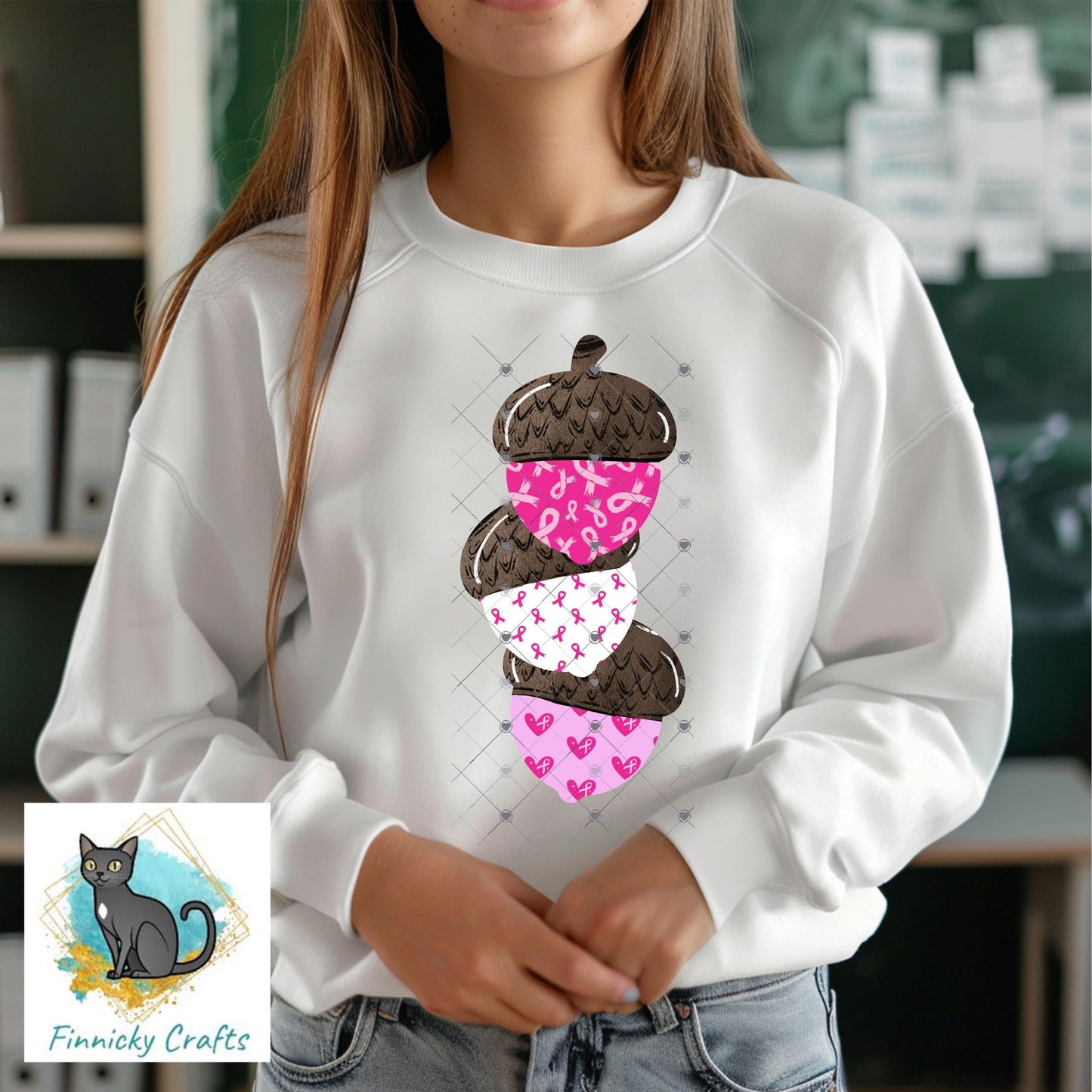 Halloween, Breast Cancer Acorn Trio PNG Design, Sublimation, (Digital Download)