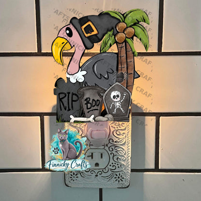 Halloween Vulture Sublimation, Digital, PNG Design, Keychain, Palm Trees, Night Light