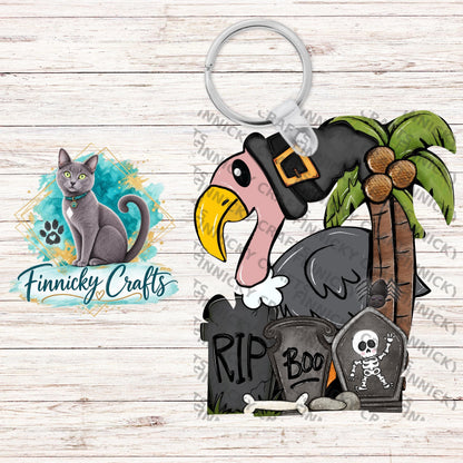 Halloween Vulture Sublimation, Digital, PNG Design, Keychain, Palm Trees, Night Light