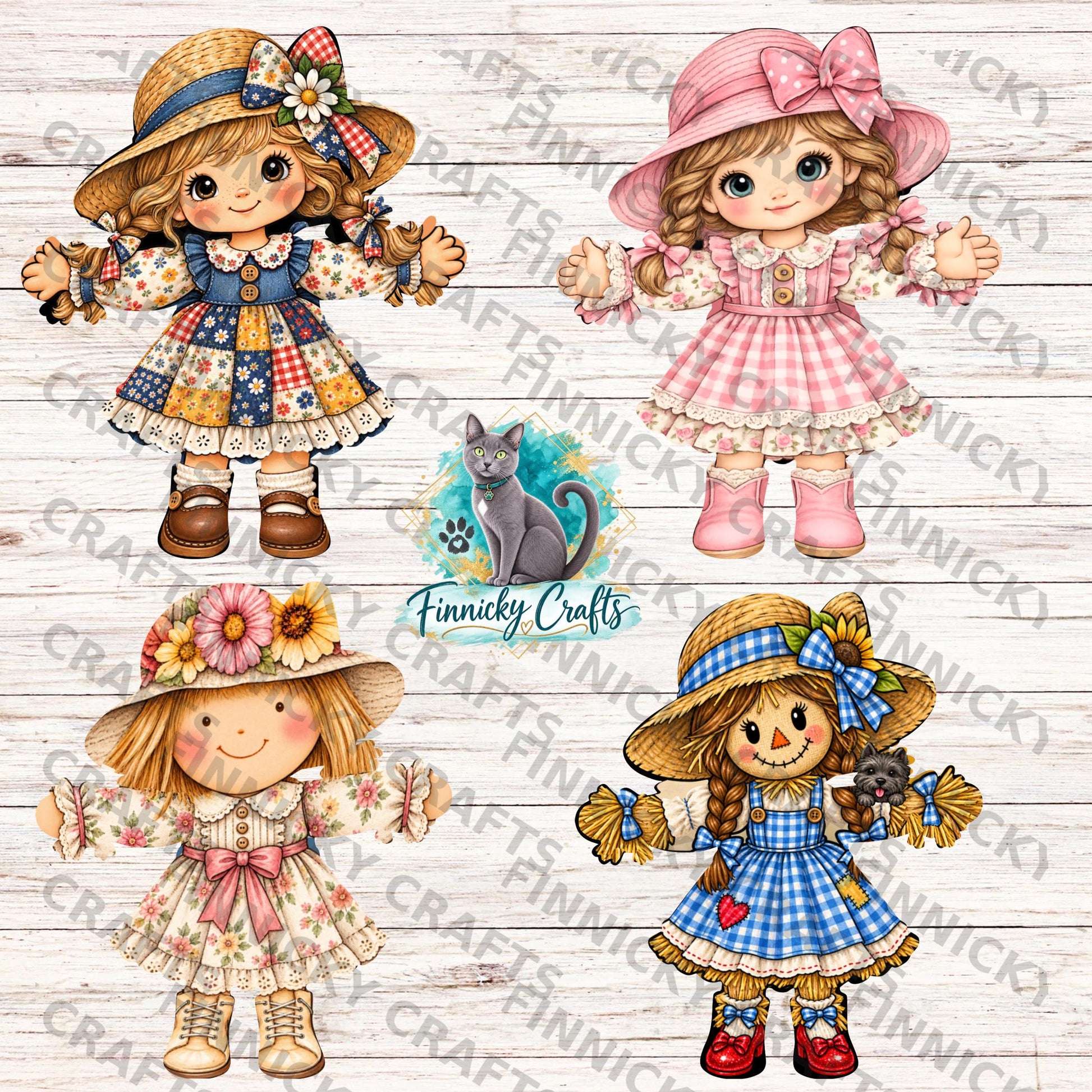 Scarecrow Girl PNG Bundle, Fall Autumn Design (Digital Download)