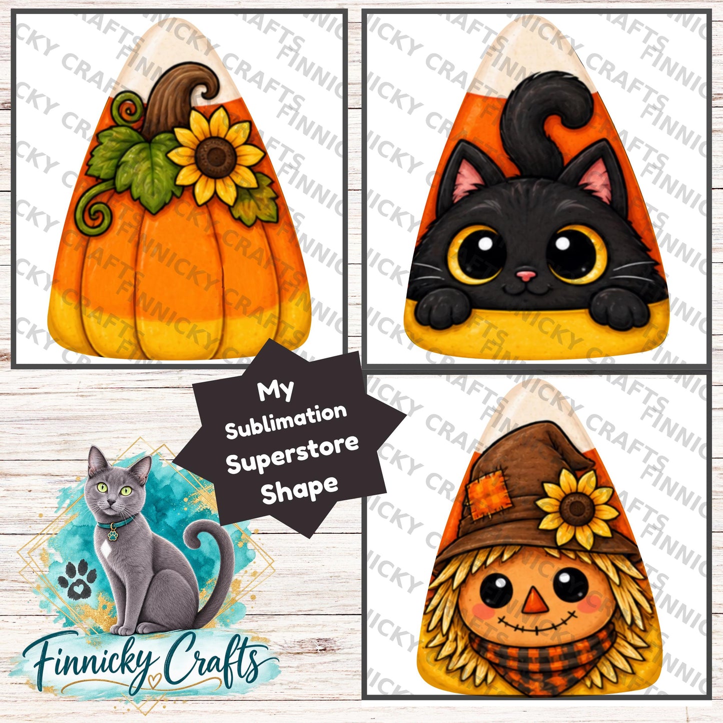 Candy Corn Halloween Design (Digital Download) - Scarecrow, Black Cat, Pumpkin