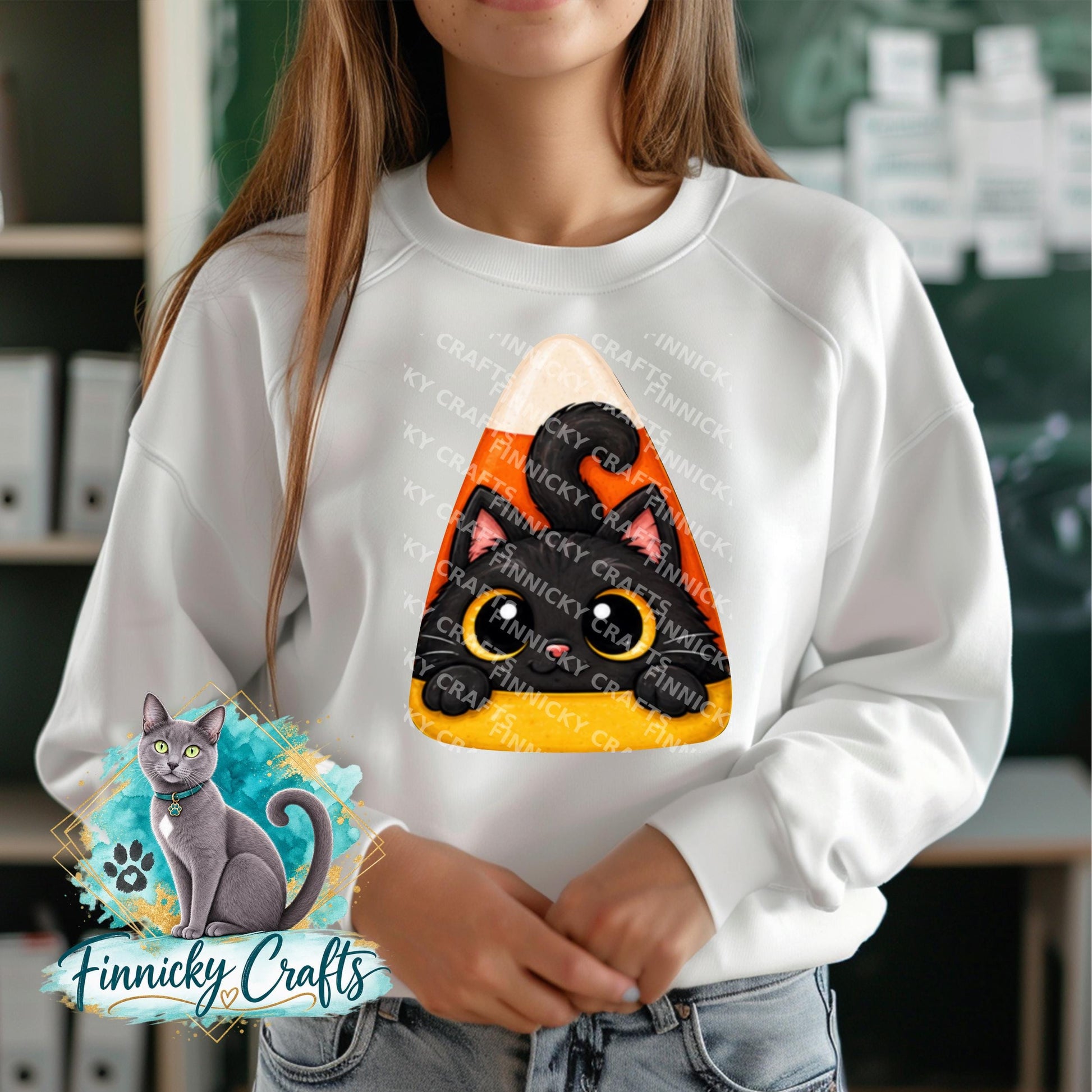 Candy Corn Halloween Design (Digital Download) - Scarecrow, Black Cat, Pumpkin