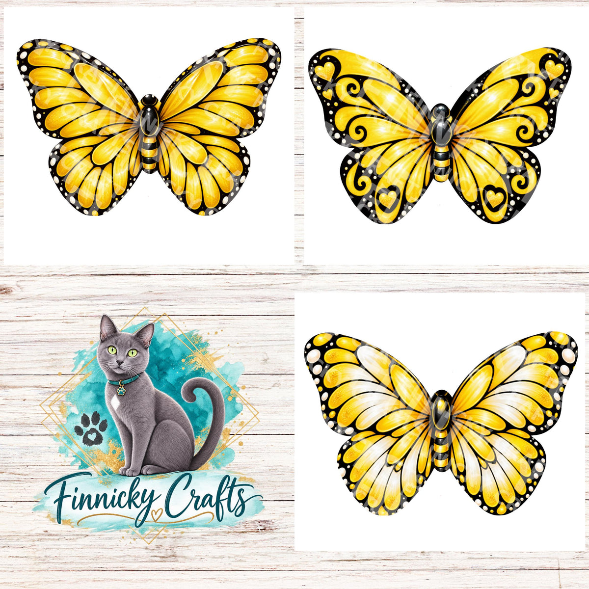 Yellow Butterfly Bundle - Sublimation Design Png Template - Earrings, Necklace, Nightlight, Sign
