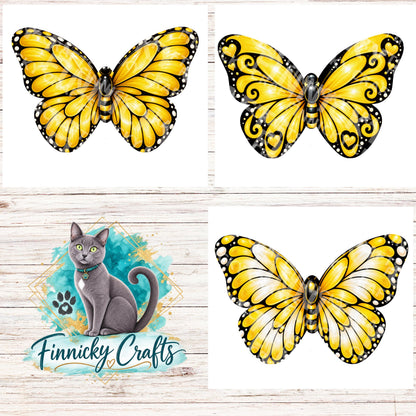 Yellow Butterfly Bundle - Sublimation Design Png Template - Earrings, Necklace, Nightlight, Sign