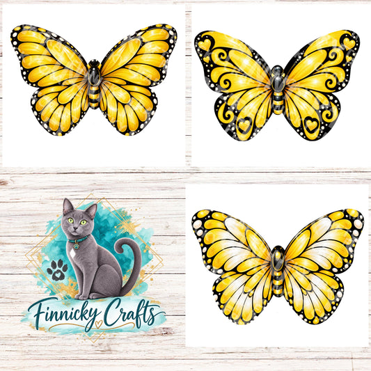 Yellow Butterfly Bundle - Sublimation Design Png Template - Earrings, Necklace, Nightlight, Sign