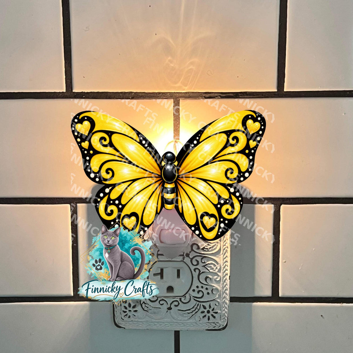 Yellow Butterfly Bundle - Sublimation Design Png Template - Earrings, Necklace, Nightlight, Sign