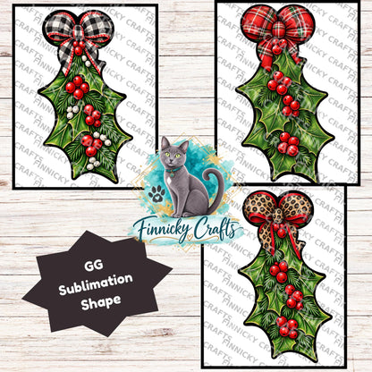 Holly and Berries, Sign, Sublimation, Digital, PNG, Design, Acrylic, Nightlight, Earrings, shirt