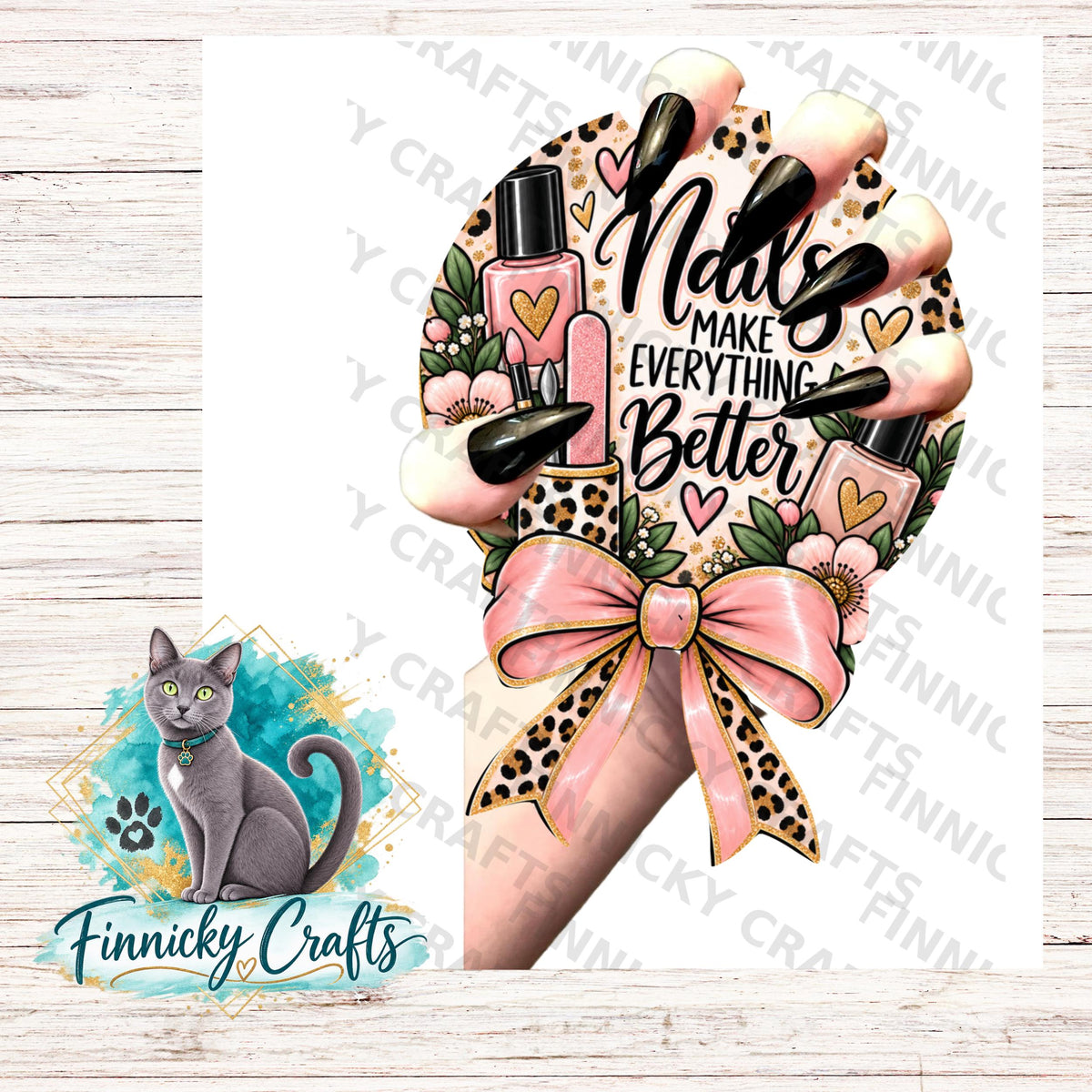 Round with bow Nailfie Prop - MDF - Acrylic - Sublimation Design - Digital Design