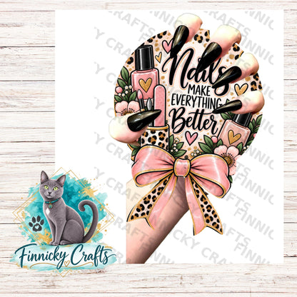 Round with bow Nailfie Prop - MDF - Acrylic - Sublimation Design - Digital Design