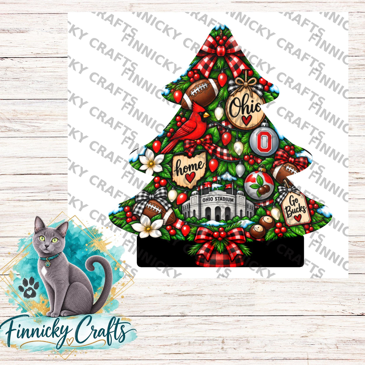 Ohio State with Footballs Shape, Christmas Tree, Sublimation, PNG, Digital Download, LIGHT BASE, Home Decor