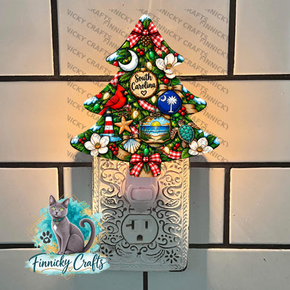 South Carolina State Shape, Christmas Tree, Sublimation, PNG, Digital Download, Door Hanger, Ornament, Earrings, T-shirt