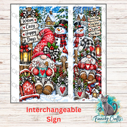 2-Piece, Gnome, Interchangeable Winter Sign Inserts, Sublimation, Digital, PNG, Design, Download
