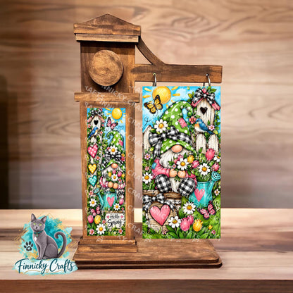 2-Piece, Gnome, Interchangeable Spring Sign Inserts, Sublimation, Digital, PNG, Design, Download