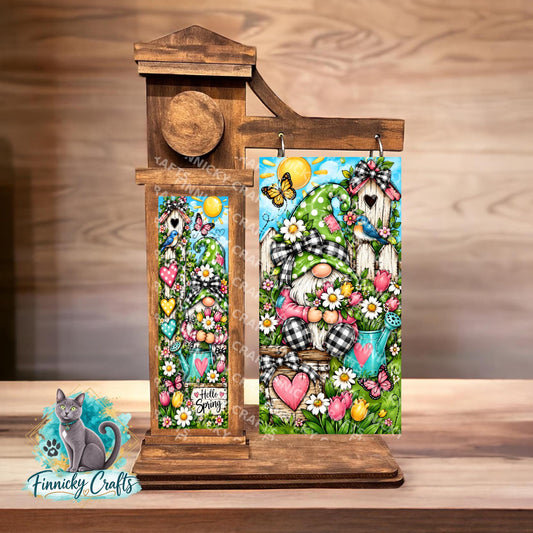 2-Piece, Gnome, Interchangeable Spring Sign Inserts, Sublimation, Digital, PNG, Design, Download