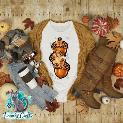 Fall Acorn Trio PNG Design, Sublimation, (Digital Download)