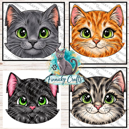 Cat Head Hair Tie Holders Bundle, Personalizable, PNG, Sublimation Design, Digital Design