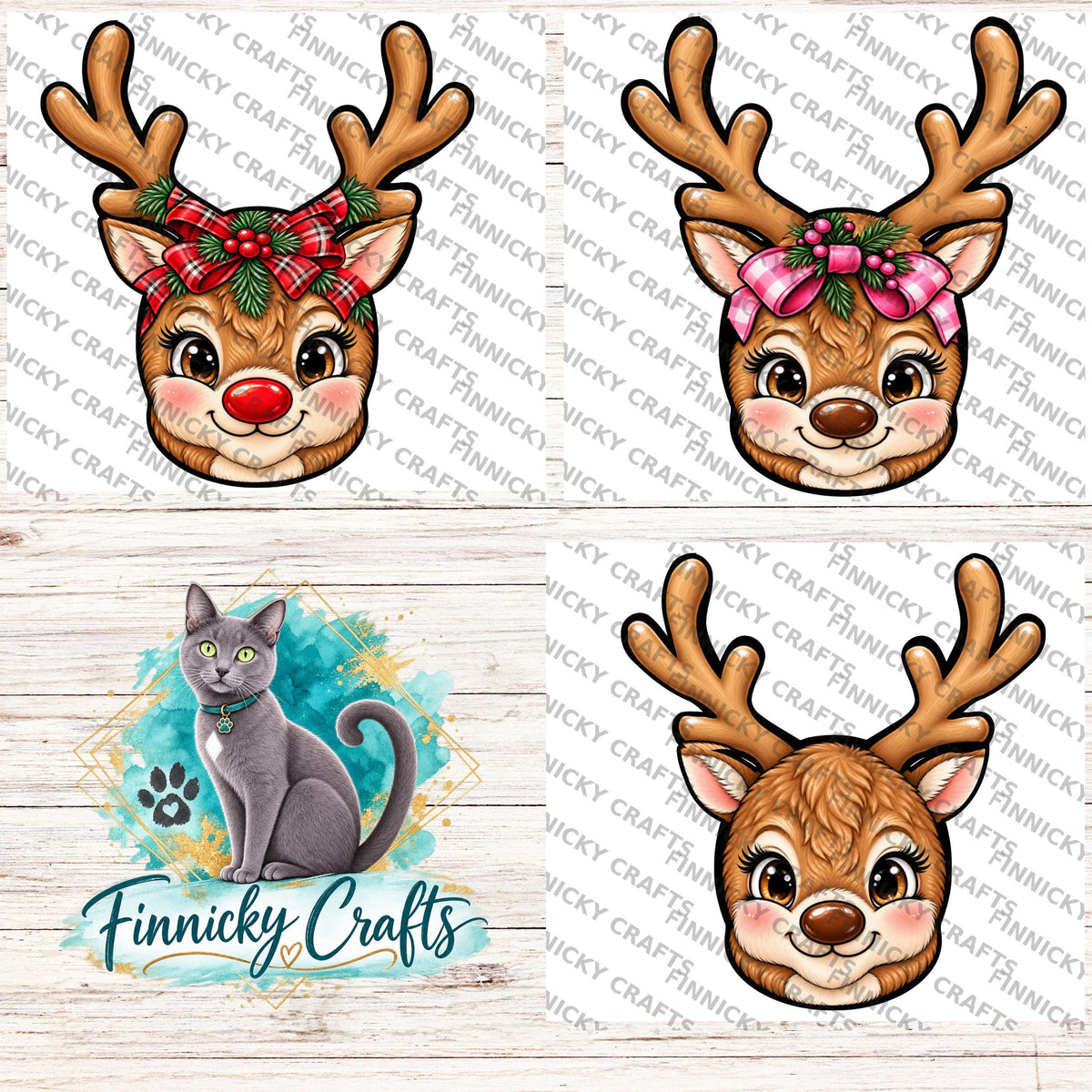 Reindeer Head PNG, Sublimation Design, Earrings, Night Light, Badge Reel, Decor, Sign (Digital Download)