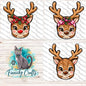 Reindeer Head PNG, Sublimation Design, Earrings, Night Light, Badge Reel, Decor, Sign (Digital Download)