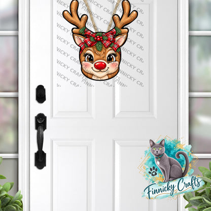 Reindeer Head PNG, Sublimation Design, Earrings, Night Light, Badge Reel, Decor, Sign (Digital Download)