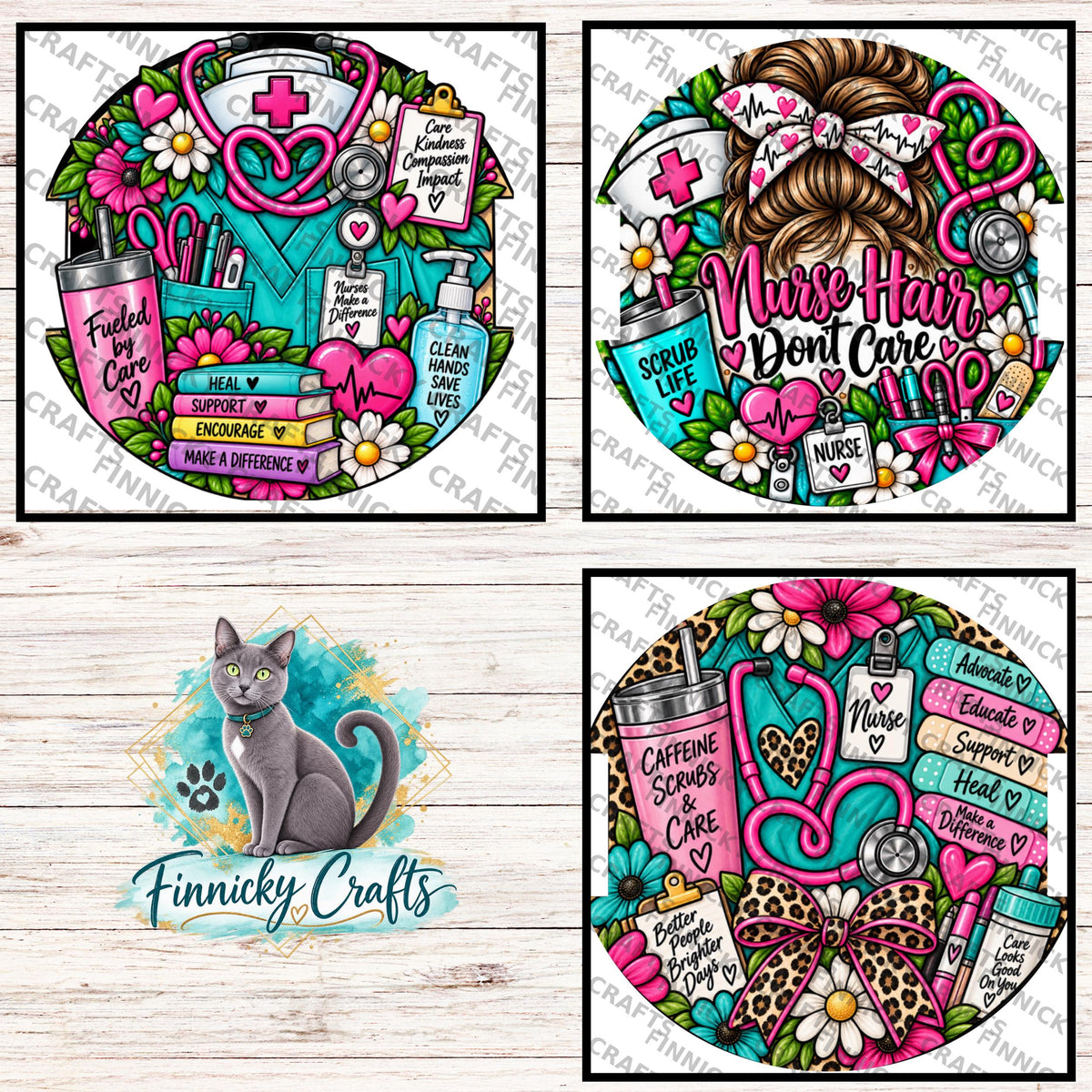 Nurse Hair Tie Holders Bundle, Personalizable, PNG, Sublimation Design, Digital Design