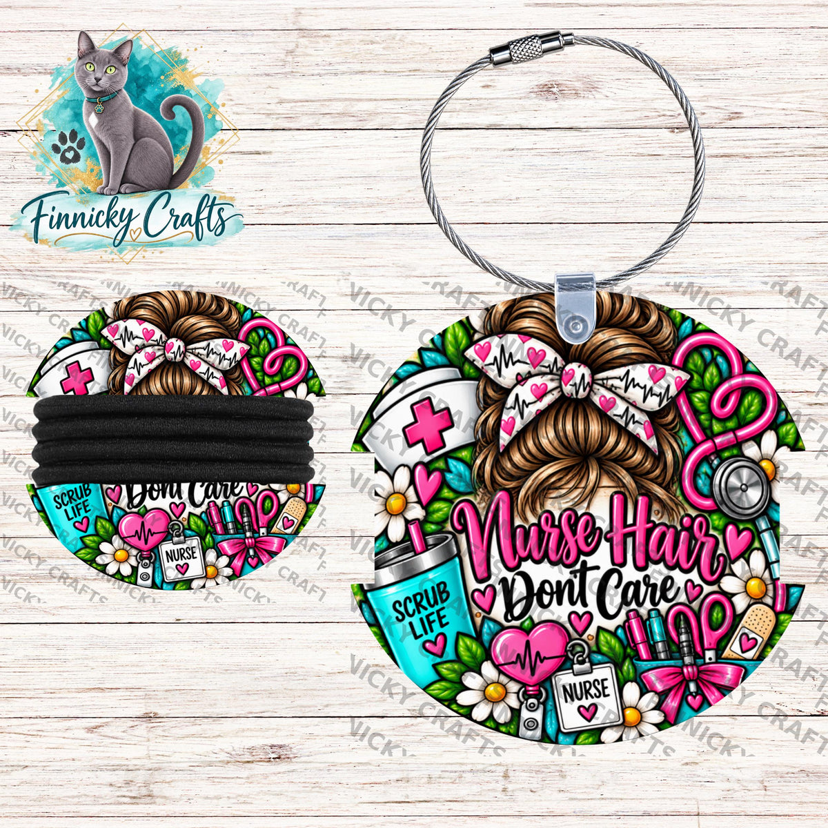 Nurse Hair Tie Holders Bundle, Personalizable, PNG, Sublimation Design, Digital Design