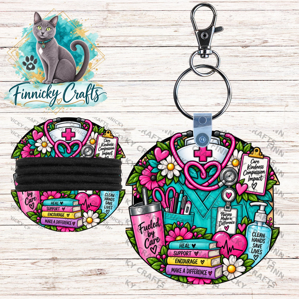 Nurse Hair Tie Holders Bundle, Personalizable, PNG, Sublimation Design, Digital Design