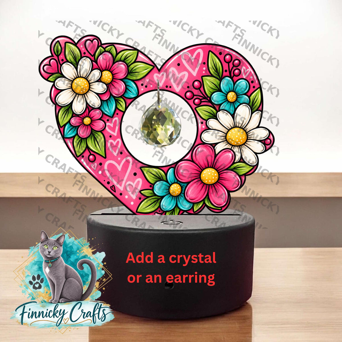 Floral Heart Light Base, Sublimation, Digital, PNG Design