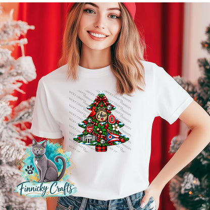 Ohio State Shape, Christmas Tree, Sublimation, PNG, Digital Download, Door Hanger, Ornament, Earrings, T-shirt