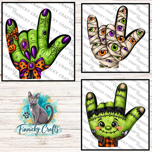 I Love You Sign Language Halloween, Ornaments, Night Lights, DTF, Earrings, Sublimation Digital Design (PNG)