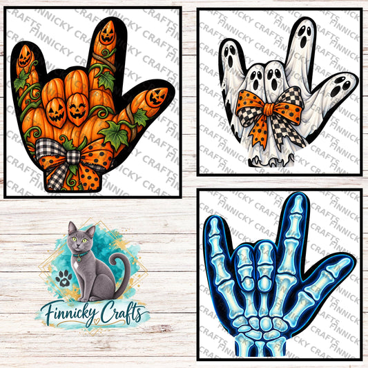 I Love You Sign Language Halloween, Ornaments, Night Lights, DTF, Earrings, Sublimation Digital Design (PNG)