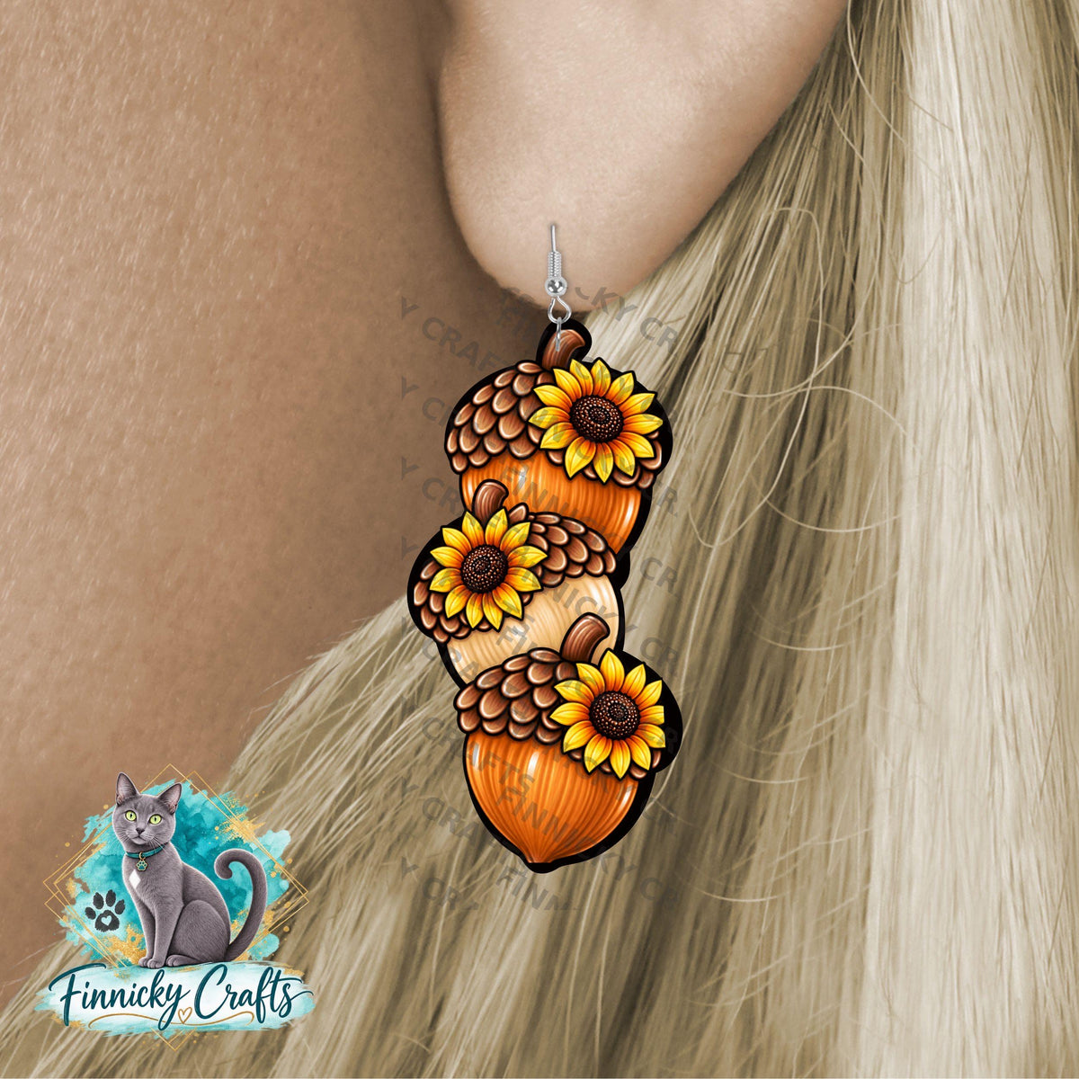 Fall Acorn Trio PNG Design, Sublimation, (Digital Download)