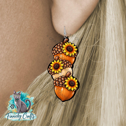 Fall Acorn Trio PNG Design, Sublimation, (Digital Download)