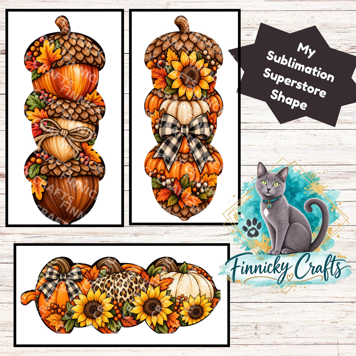 Fall Acorn Trio, Hair Clip, PNG Design, Sublimation, (Digital Download)