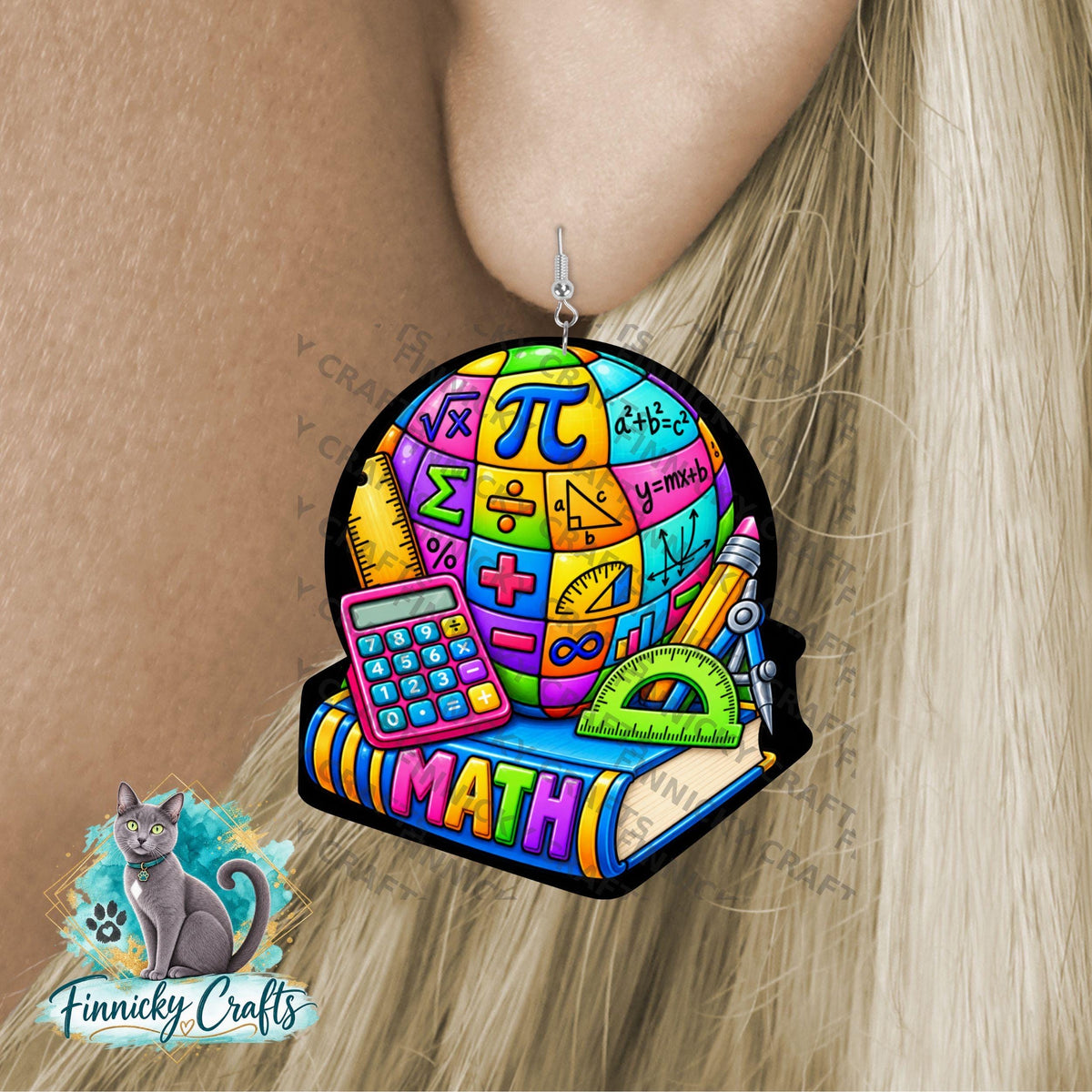 Mathematics book, symbols, night light, sign, earrings, Badge Reel, PNG Design, Sublimation Download
