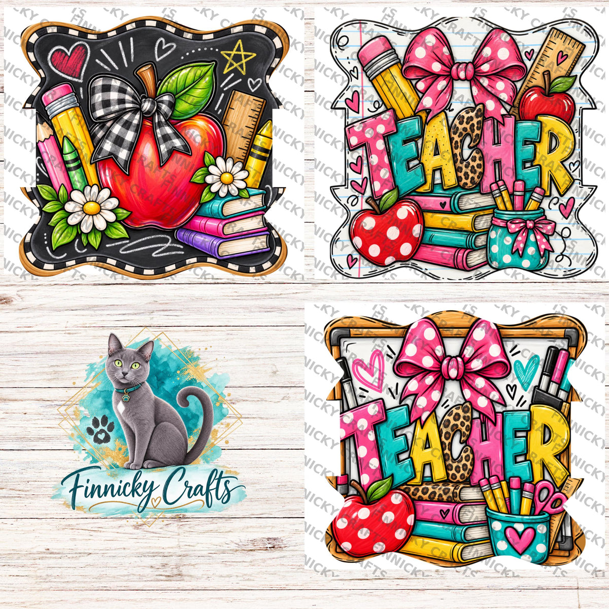 Wavy Teacher Hair Tie Holders Bundle, Personalizable, PNG, Sublimation Design, Digital Design