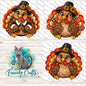 Turkey with hat Sublimation Design Bundle, Door Hanger, Tiered Tray, Earrings, Badge Reels, Night Lights (Digital Download)