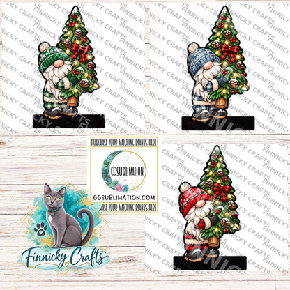Gnome carrying a Christmas Tree- Bundle - Digital Design- Ornament, Shirt, Night Light - Acrylic or MDF