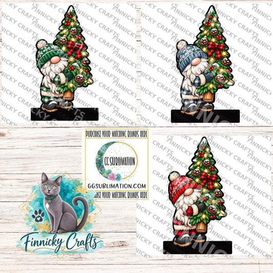 Gnome carrying a Christmas Tree- Bundle - Digital Design- Ornament, Shirt, Night Light - Acrylic or MDF