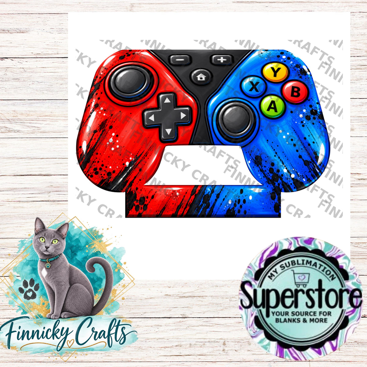 Video Game Controller Sublimation Design – Light Base, Night Light, Desk Decor (Digital Download)