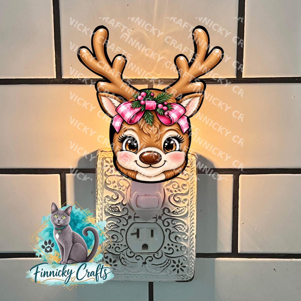 Reindeer Head PNG, Sublimation Design, Earrings, Night Light, Badge Reel, Decor, Sign (Digital Download)