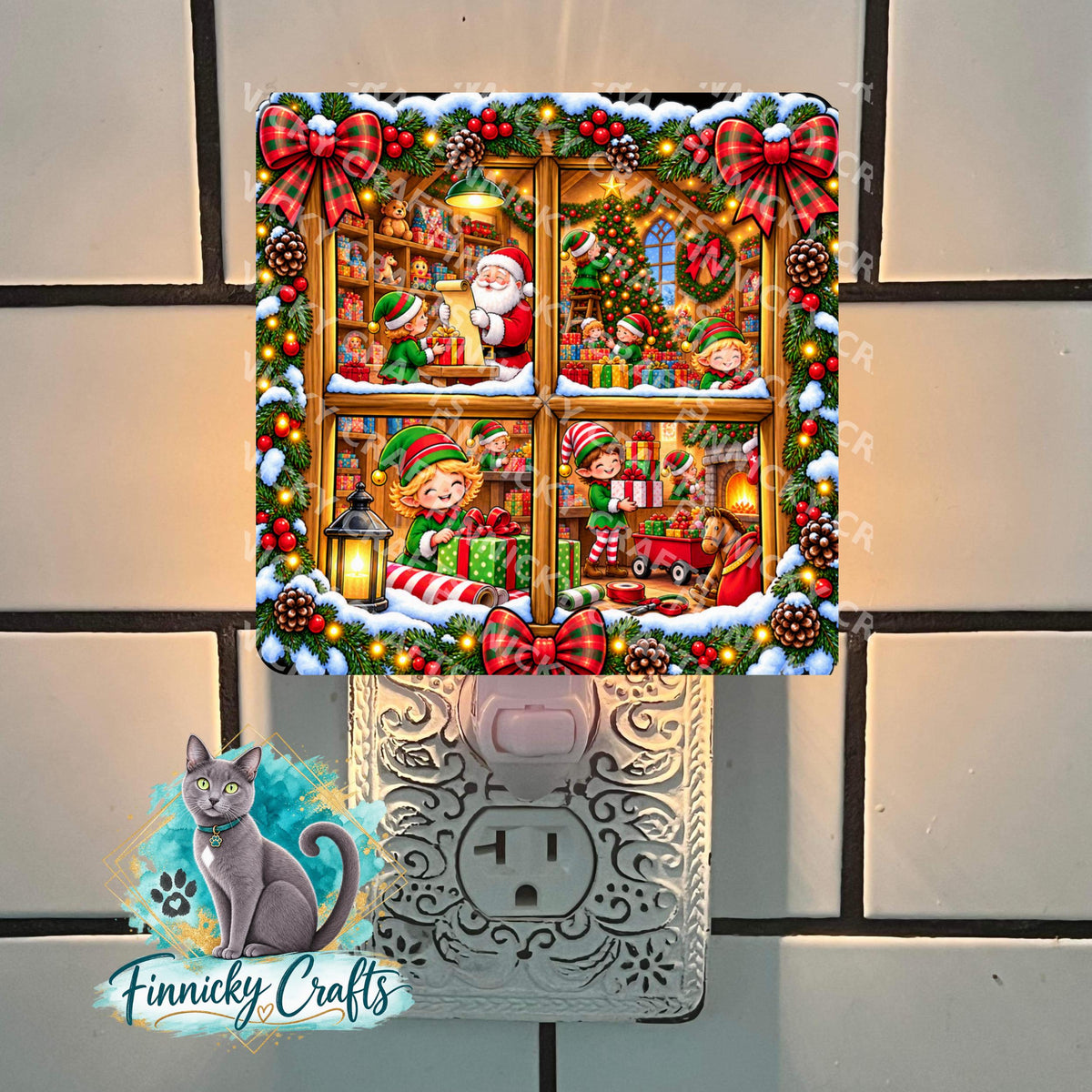 Christmas Santa’s Workship PNG, Decor, Sign, Light Base, Night Light, Ornament Digital Download