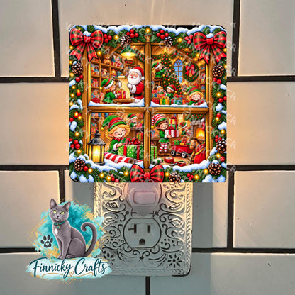 Christmas Santa and Mrs. Claus at home, PNG, Decor, Sign, Light Base, Night Light, Ornament Digital Download