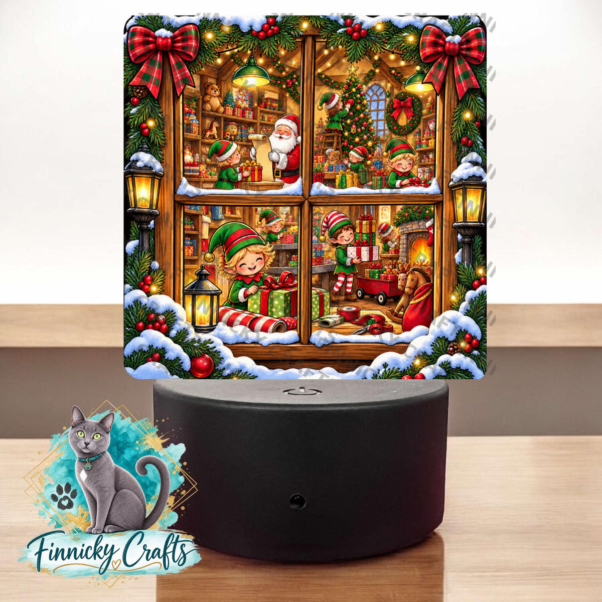 Christmas Santa’s Workship PNG, Decor, Sign, Light Base, Night Light, Ornament Digital Download