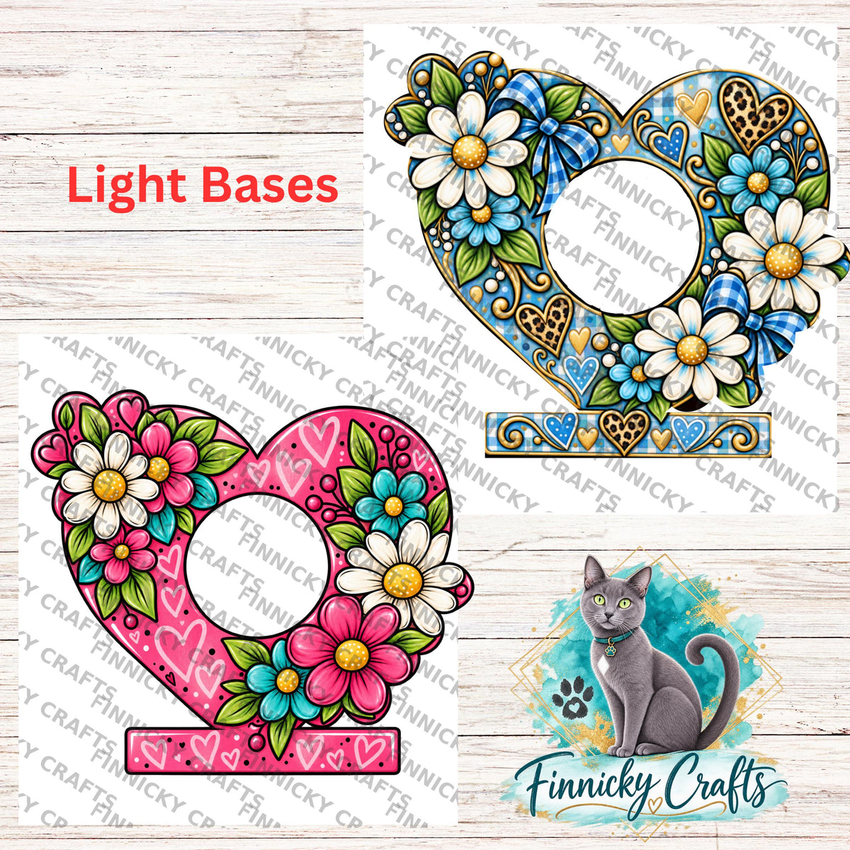 Floral Heart Light Base, Sublimation, Digital, PNG Design