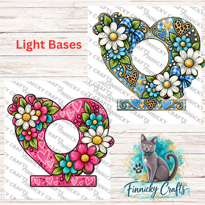 Floral Heart Light Base, Sublimation, Digital, PNG Design