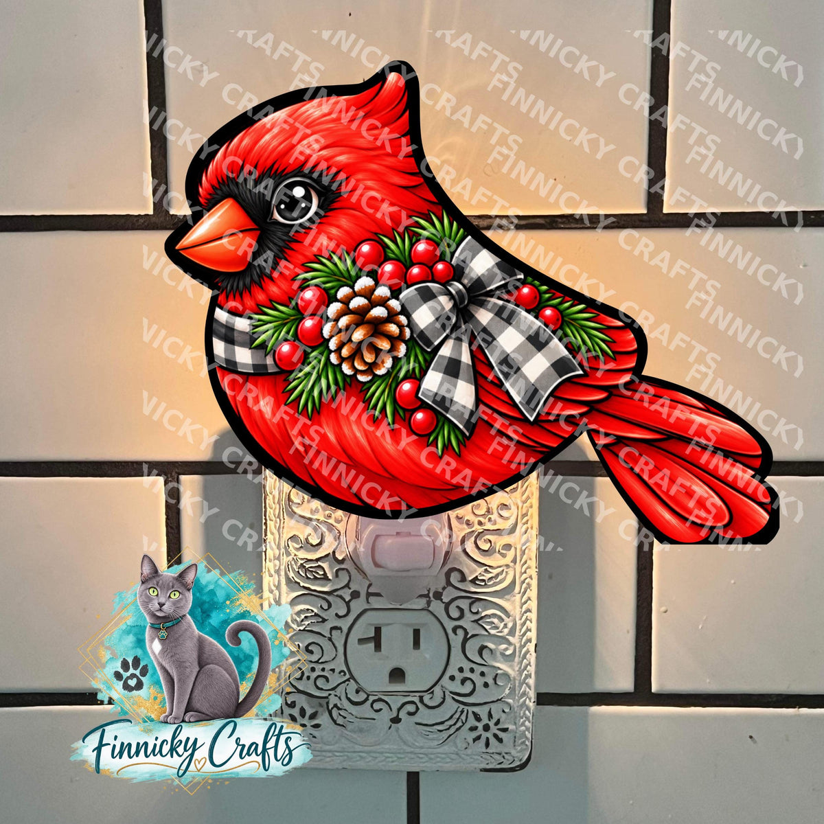 Cardinal Ornament Sublimation Design – Earrings, Badge Reel, Sign, Decor (Digital Download)